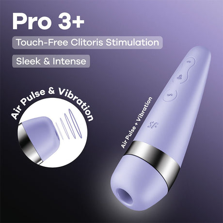 Satisfyer Pro 3 Plus Purple USB Rechargeable Air Pulse Clitoral Stimulator - AIR PULSATION-PREMIUM