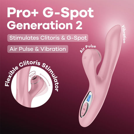 Satisfyer Pro G-Spot Rabbit Vibrator Pink Rose USB-C Rechargeable Touch-Free Clitoral Stimulator 22 Cm - AIR PULSATION-PREMIUM