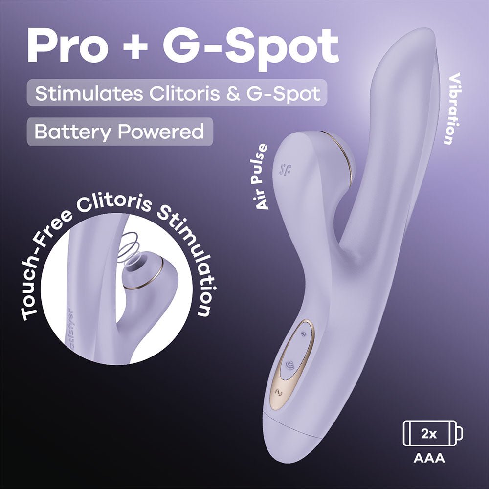 Satisfyer Pro Plus Battery Lavender Air Pulse Clitoral Vibrator - AIR PULSATION-PREMIUM