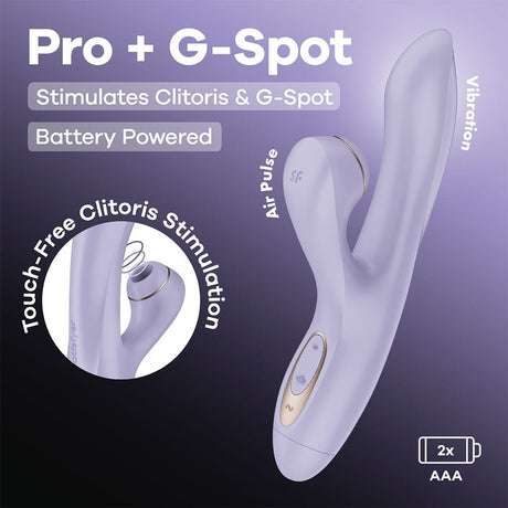 Satisfyer Pro Plus Battery Lavender Air Pulse Clitoral Vibrator - AIR PULSATION-PREMIUM