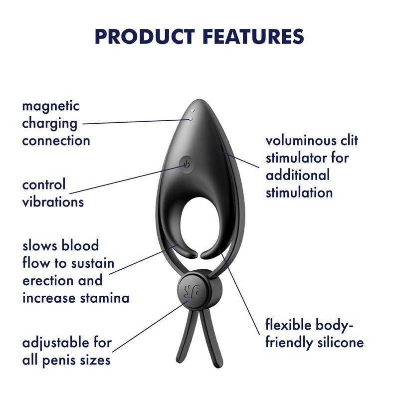Satisfyer Sniper - Black Vibrating Adjustable Lasso Cock Ring - COCK RINGS - PREMIUM
