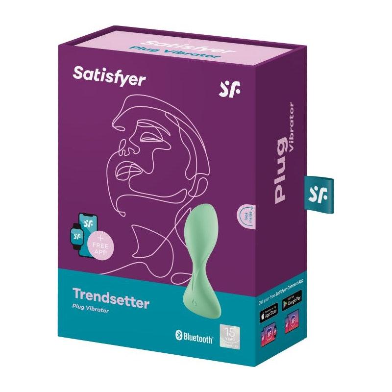 Satisfyer Trendsetter Connect App Vibrating Anal Plug Light Green - Adult Toys