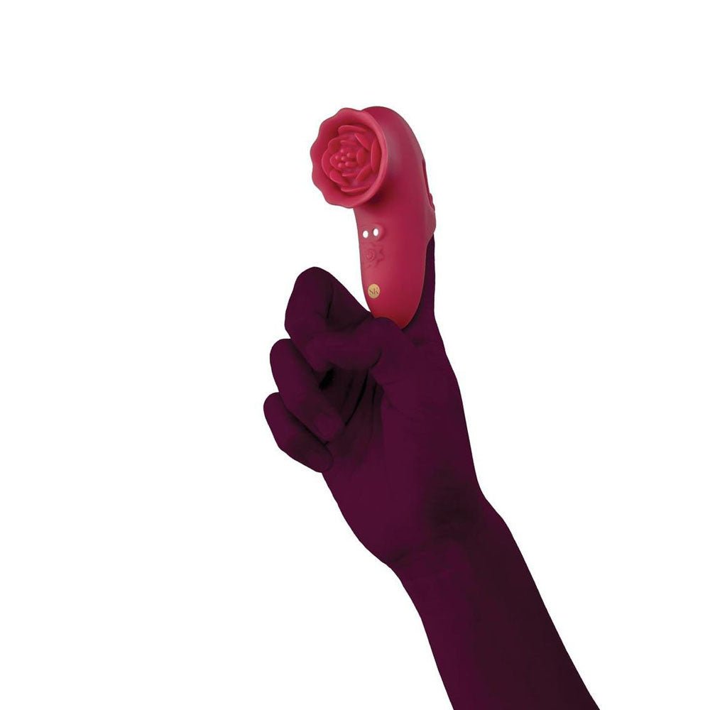Secret Kisses RoseGasm Playful Petal Red USB Rechargeable Finger Stimulator - STIMULATORS