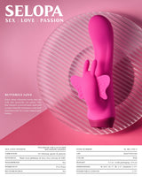 Selopa BUTTERFLY LOVE - Pink 13.8 cm USB Rechargeable Butterfly Vibrator - VIBRATORS