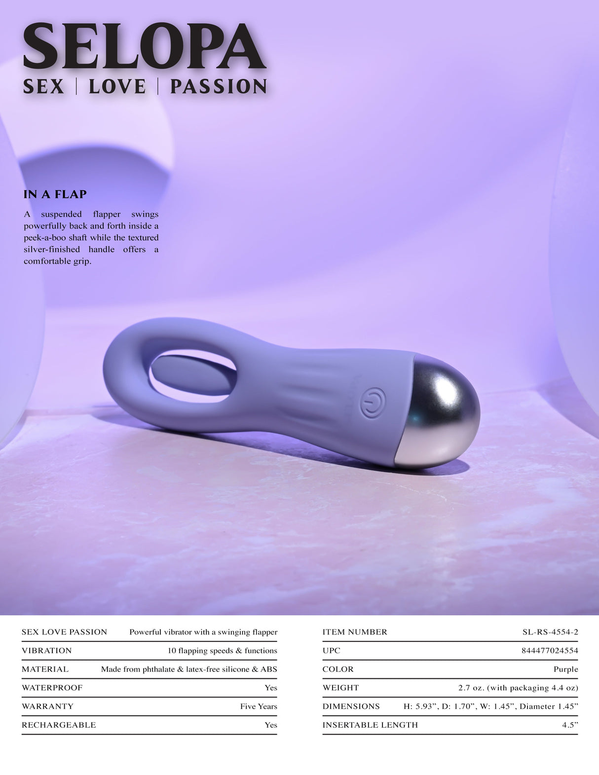 Selopa IN A FLAP - Purple Flicking Stimulator - STIMULATORS