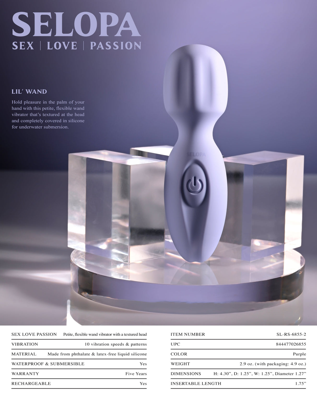 Selopa LIL' WAND - Purple Massage Wand - VIBRATORS