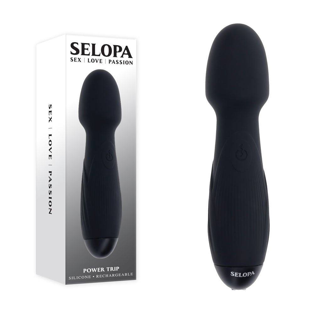 Selopa POWER TRIP - Black 18.8 cm USB Rechargeable Massage Wand - VIBRATORS