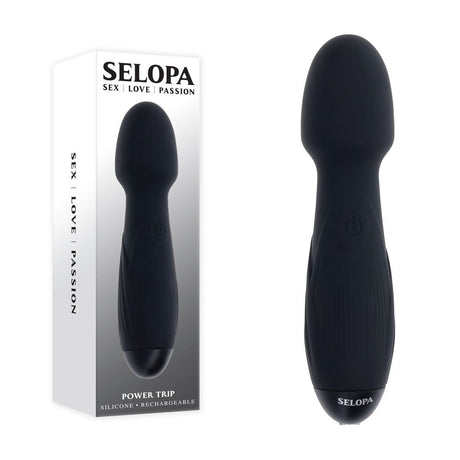Selopa POWER TRIP - Black 18.8 cm USB Rechargeable Massage Wand - VIBRATORS