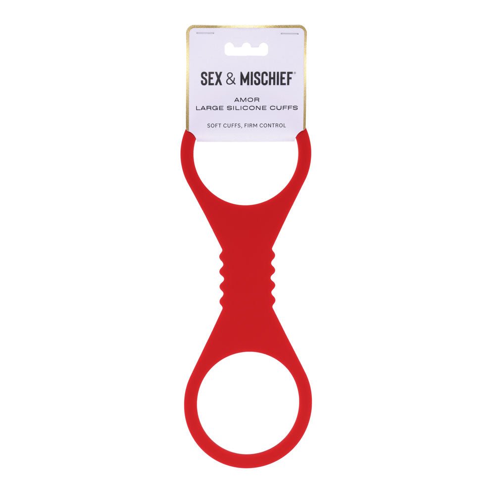 Sex And Mischief Amor Large Silicone Cuffs Red Restraints - BONDAGE - TOYS