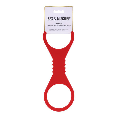 Sex And Mischief Amor Large Silicone Cuffs Red Restraints - BONDAGE - TOYS