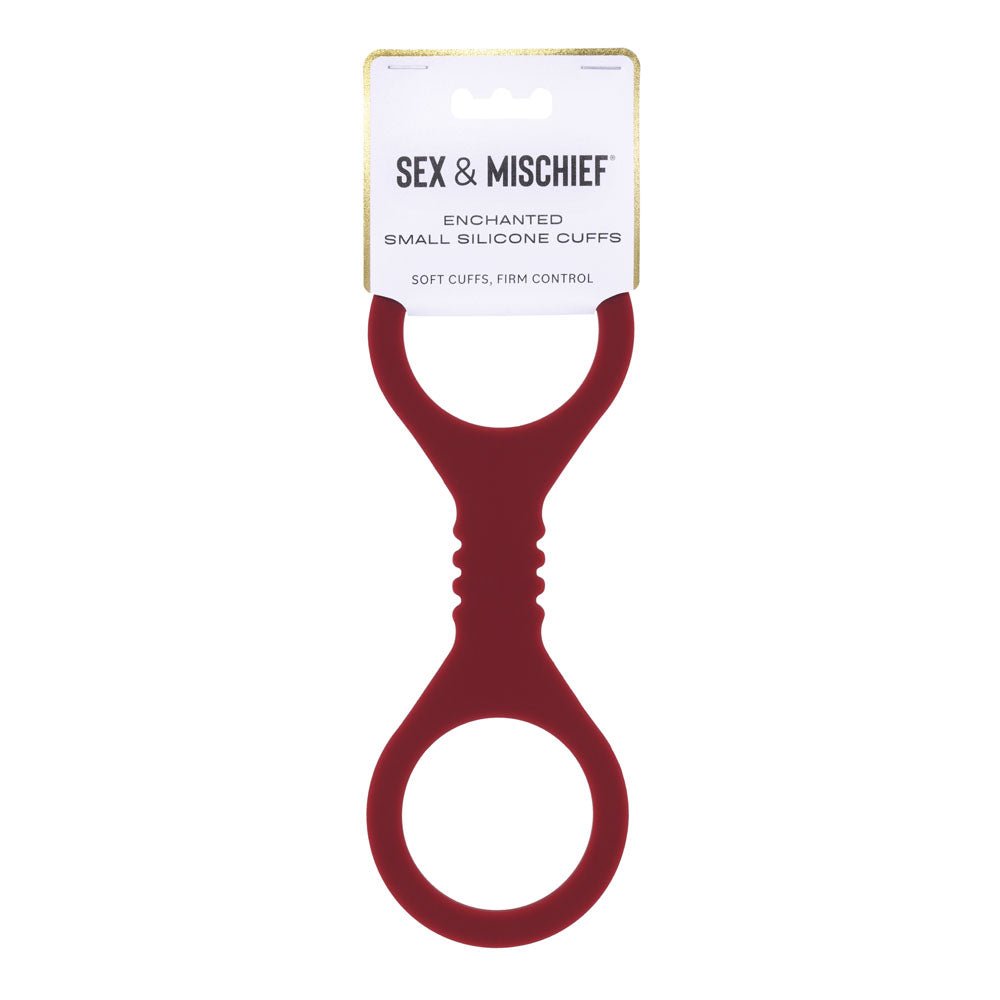 Sex and Mischief Enchanted Small Silicone Cuffs Burgundy Restraints - BONDAGE - TOYS