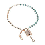 Sex and Mischief Indica Crystal Day Collar Gold Emerald Lockable Collar - BONDAGE - TOYS