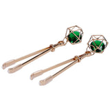 Sex And Mischief Indica Crystal Nipple Clips Gold With Emerald Gems - BONDAGE - TOYS
