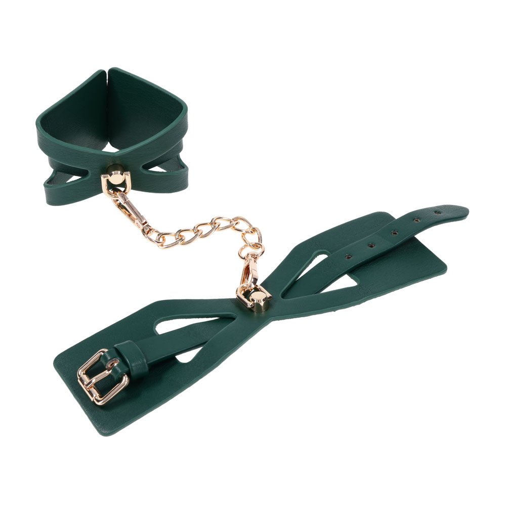 Sex And Mischief Indica Cutout Cuffs Green Gold Restraints - BONDAGE - TOYS