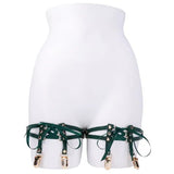 Sex And Mischief Indica Laced Up Garters Green Gold Set Of 2 - BONDAGE - TOYS