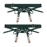Sex And Mischief Indica Laced Up Garters Green Gold Set Of 2 - BONDAGE - TOYS