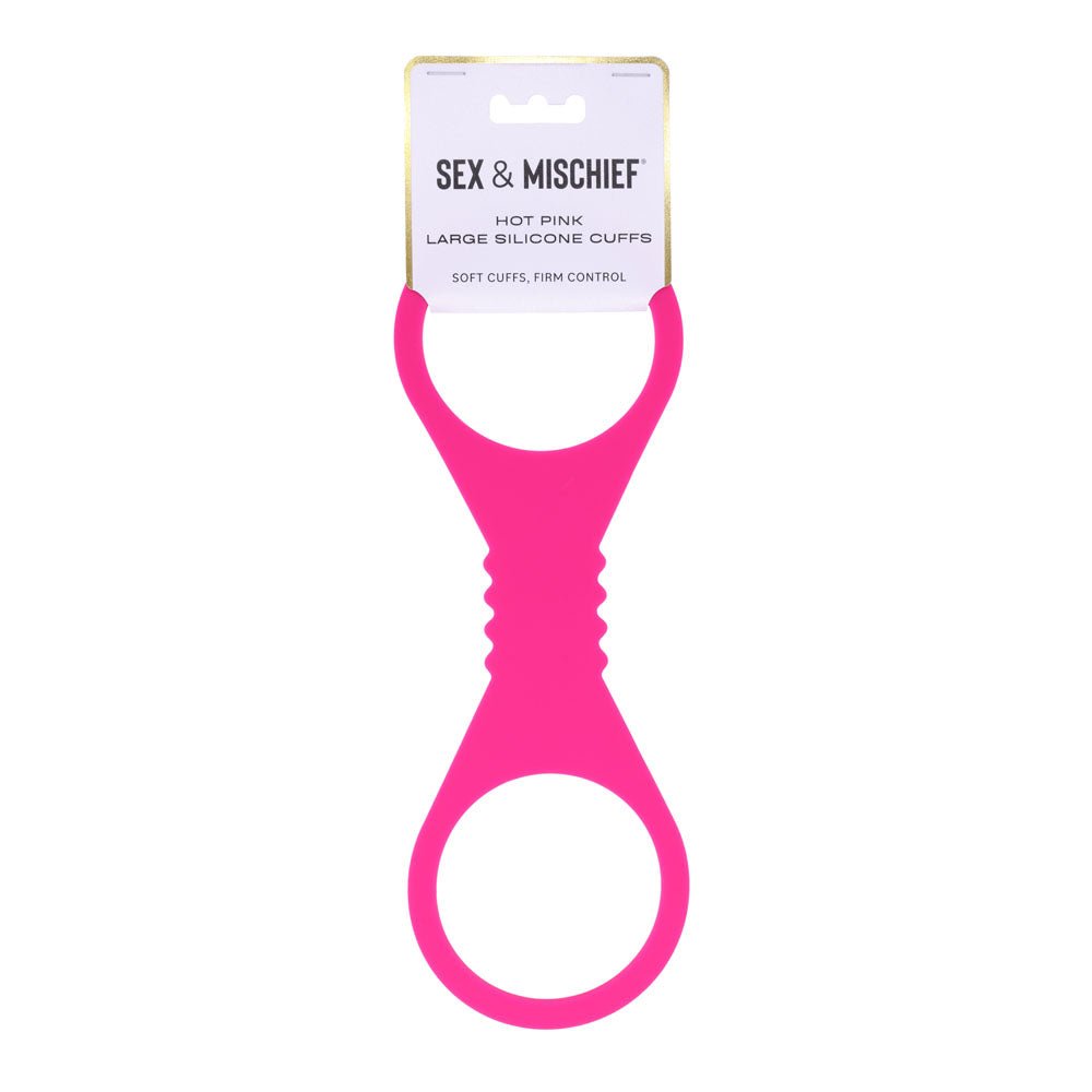 Sex and Mischief Large Hot Pink Silicone Cuffs Restraints - BONDAGE - TOYS