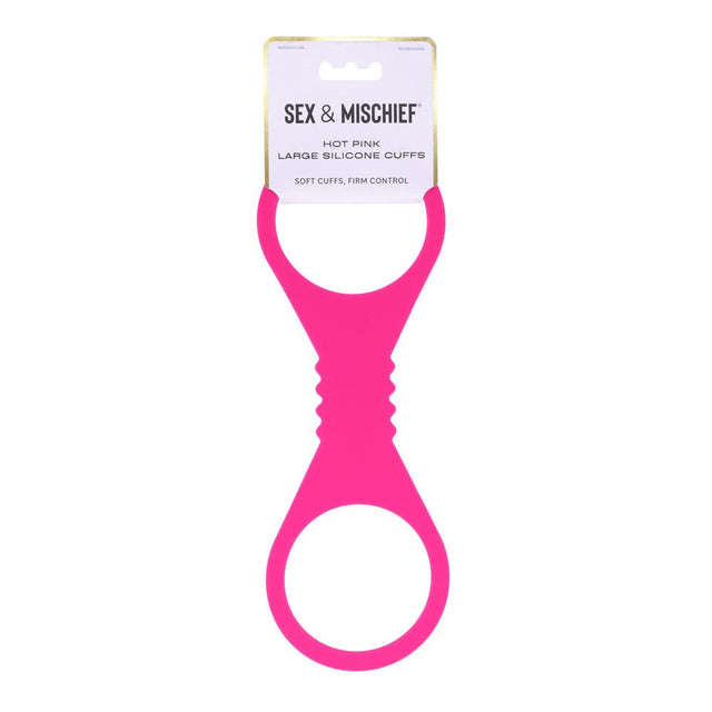 Sex and Mischief Large Hot Pink Silicone Cuffs Restraints - BONDAGE - TOYS