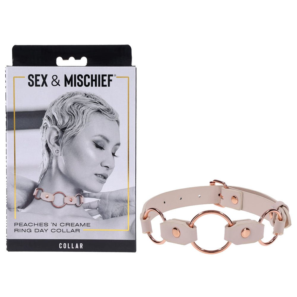 Sex And Mischief Peaches And Cream Ring Day Collar Bondage - BONDAGE - TOYS