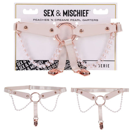 Sex And Mischief Pearl Garters Set Of 2 In Peach And Rose Gold - BONDAGE - TOYS