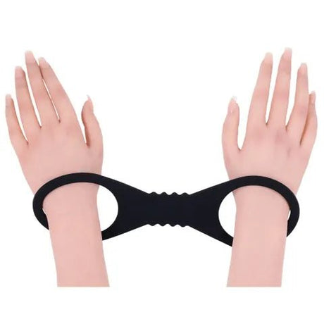 Sex And Mischief Shadow Large Silicone Cuffs Black Restraints - BONDAGE - TOYS