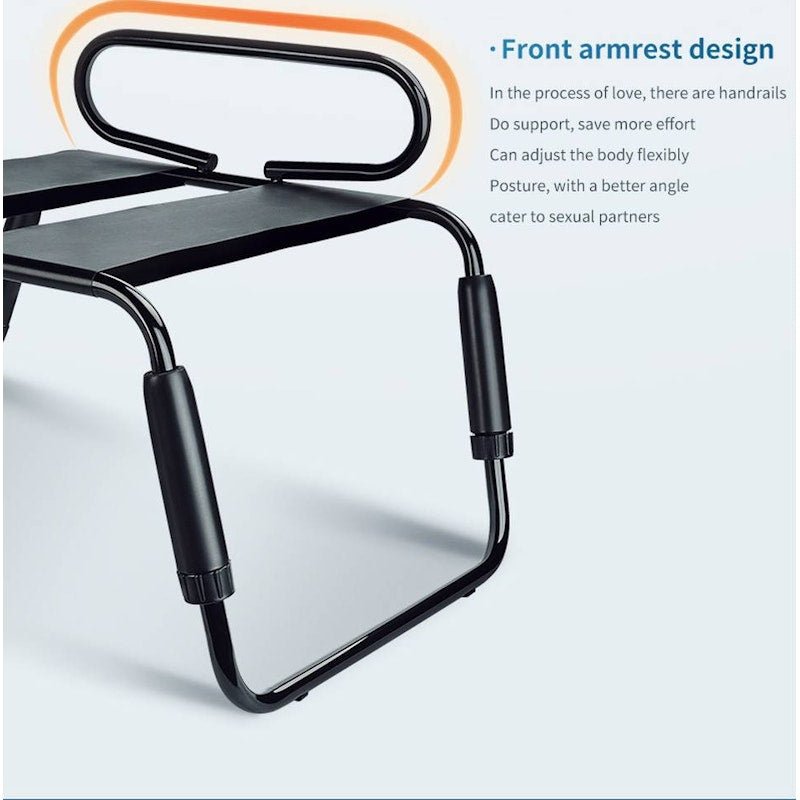 Sex Chair Adjustable Height Black w Handle and Arch Bridge - Adult Toys