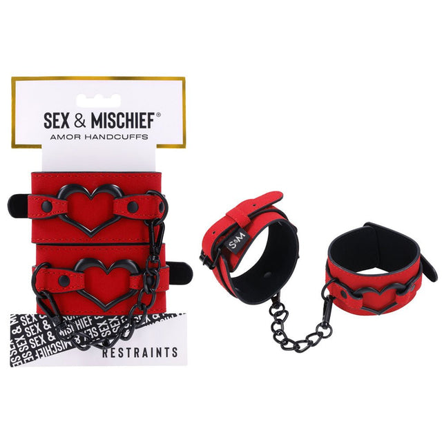Sex & Mischief Amor Handcuffs - Red Restraints - BONDAGE - TOYS