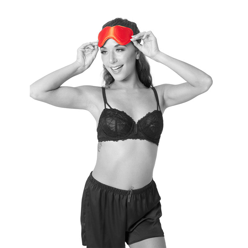 Sex & Mischief Amor Red Padded Satin Blindfold by Sportsheets - BONDAGE - TOYS