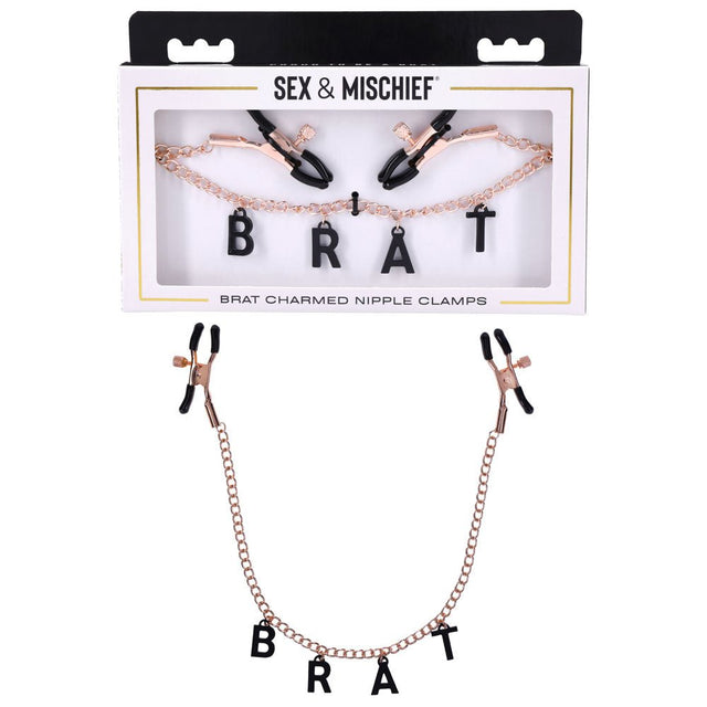 Sex & Mischief Brat Charmed Nipple Clamps - Rose Gold Nipple Clamps with 45 cm Chain - BONDAGE - TOYS