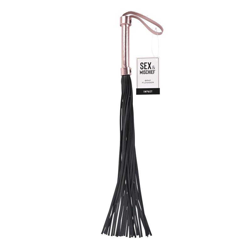 Sex & Mischief Brat Flogger - Rose Gold/Black Flogger - BONDAGE - TOYS