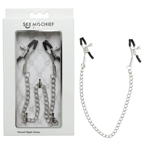 Sex & Mischief Chained Nipple Clamps | Adjustable Nickel - Free Toy - BONDAGE - TOYS