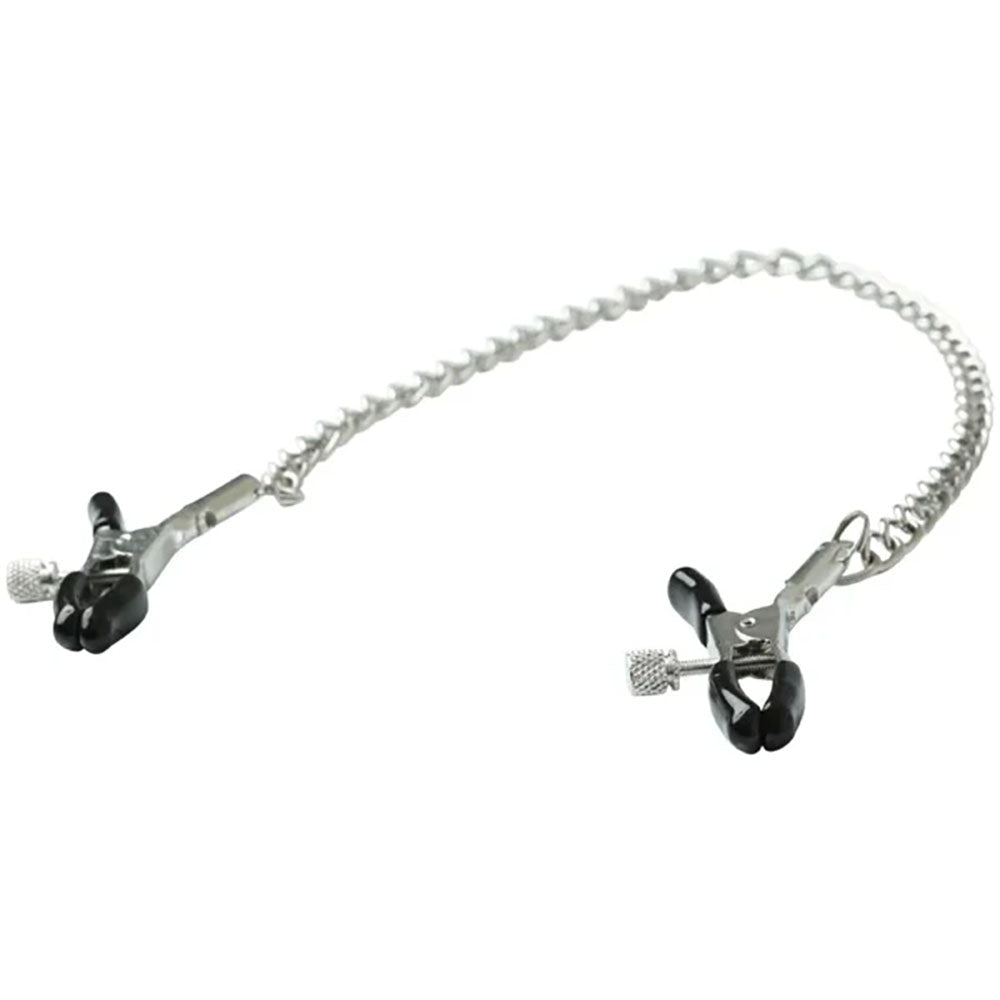 Sex & Mischief Chained Nipple Clamps | Adjustable Nickel - Free Toy - BONDAGE - TOYS
