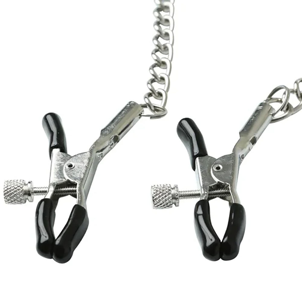Sex & Mischief Chained Nipple Clamps | Adjustable Nickel - Free Toy - BONDAGE - TOYS