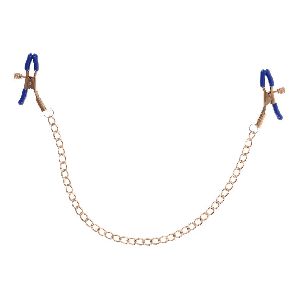 Sex & Mischief Cougar Chained Nipple Clamps - Gold - BONDAGE - TOYS