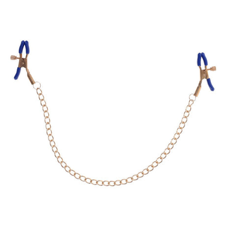 Sex & Mischief Cougar Chained Nipple Clamps - Gold - BONDAGE - TOYS