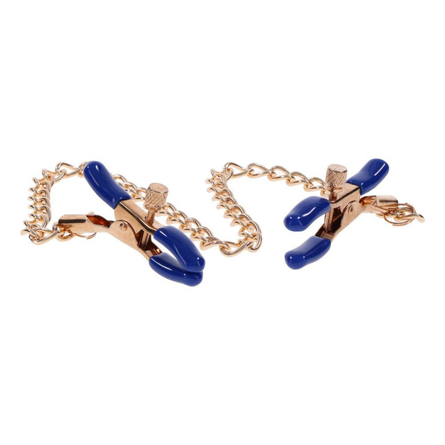 Sex & Mischief Cougar Chained Nipple Clamps - Gold - BONDAGE - TOYS