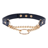 Sex & Mischief Cougar Day Collar - Navy Blue/Gold Collar - BONDAGE - TOYS
