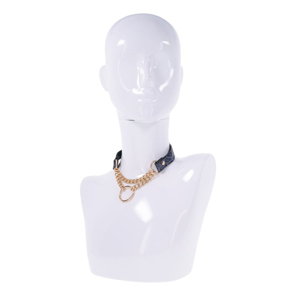 Sex & Mischief Cougar Day Collar - Navy Blue/Gold Collar - BONDAGE - TOYS