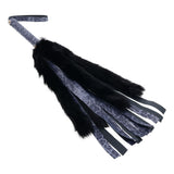 Sex & Mischief Cougar Faux Fur Flogger - Navy Blue/Black Furry Flogger Whip - BONDAGE - TOYS