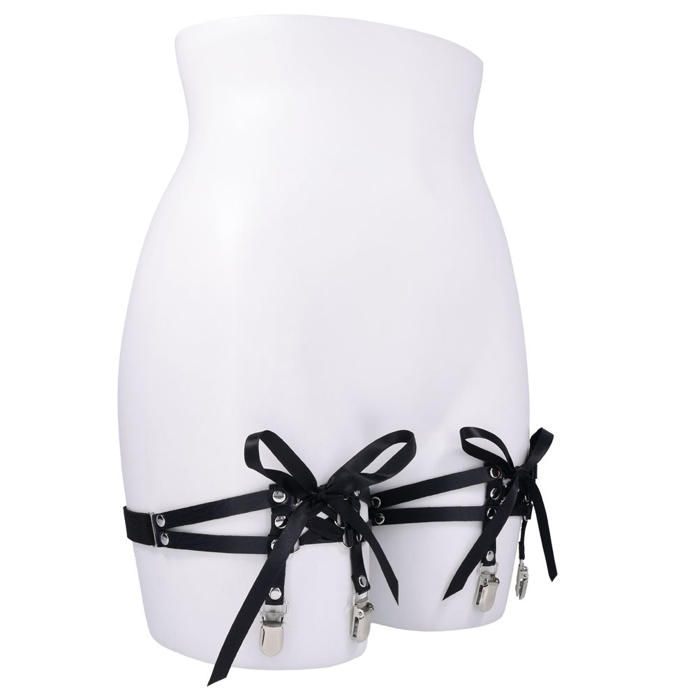 Sex & Mischief Laced Up Garters - Black Garters - BONDAGE - TOYS