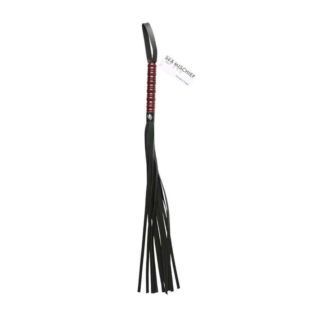 Sex & Mischief Mahogany Flogger - 76 cm Flogger Whip with Wooden Handle - BONDAGE - TOYS