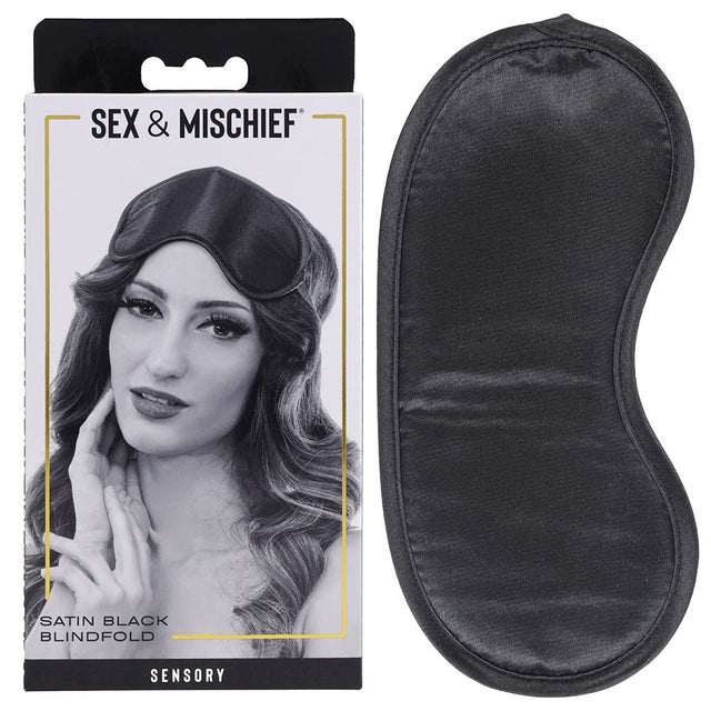 Sex & Mischief Satin Blindfold Black - Black Blindfold - BONDAGE - TOYS