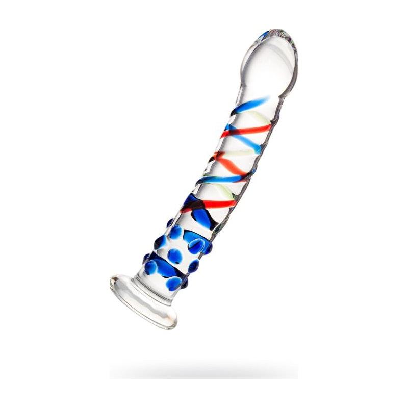 Sexus Glass Dildo Blue Tip 18cm - Adult Toys