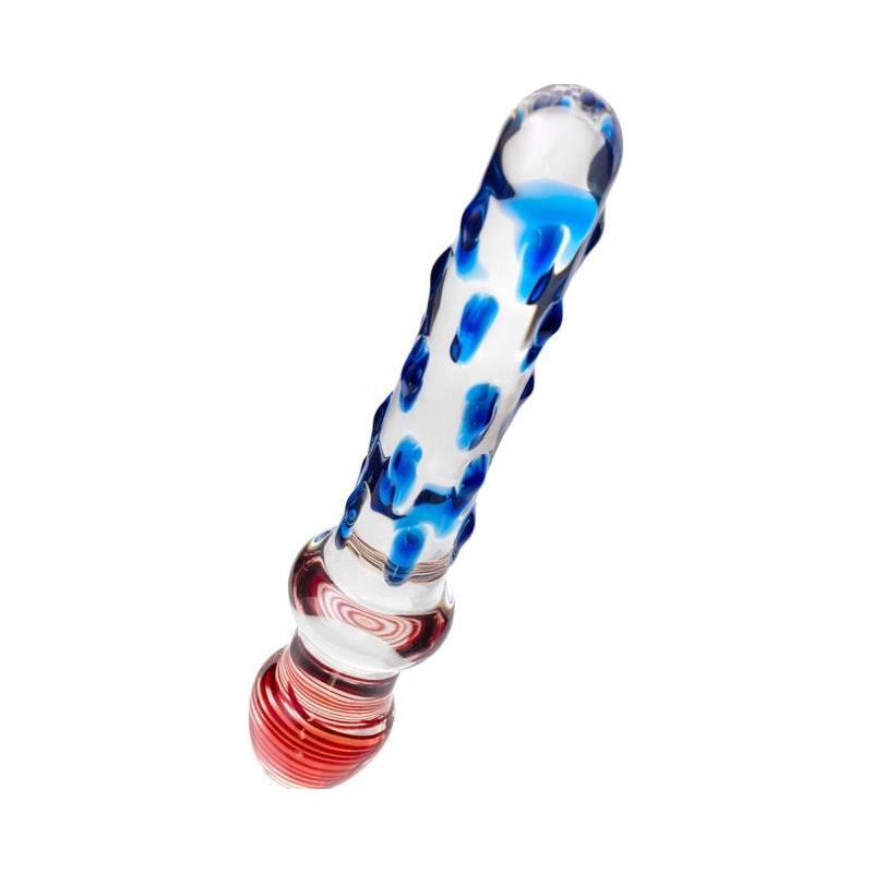 Sexus Glass Dildo Blue/Red 20 cm - Adult Toys