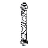 Sexus Glass Dildo Duo Black Swirl 20.5cm - Adult Toys