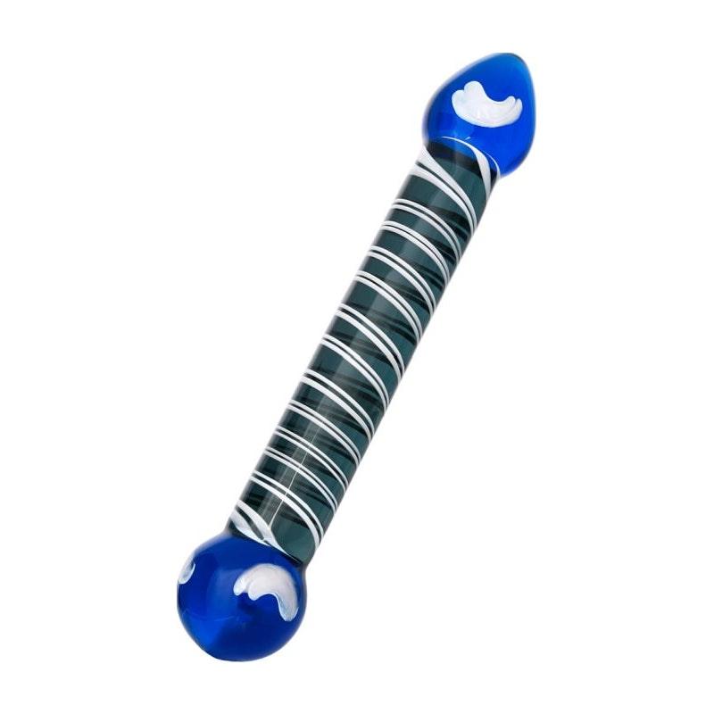 Sexus Glass Dildo Duo Blue 20cm - Adult Toys