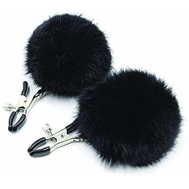 Sexy AF - Clamp Couture Black Puff Balls - Black Puff Balls Nipple Clamps - Naughty by Nature Adult Store