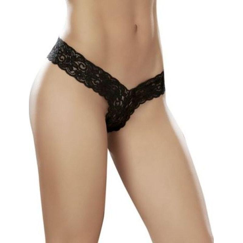 Sexy Lace Thong Black - Lingerie