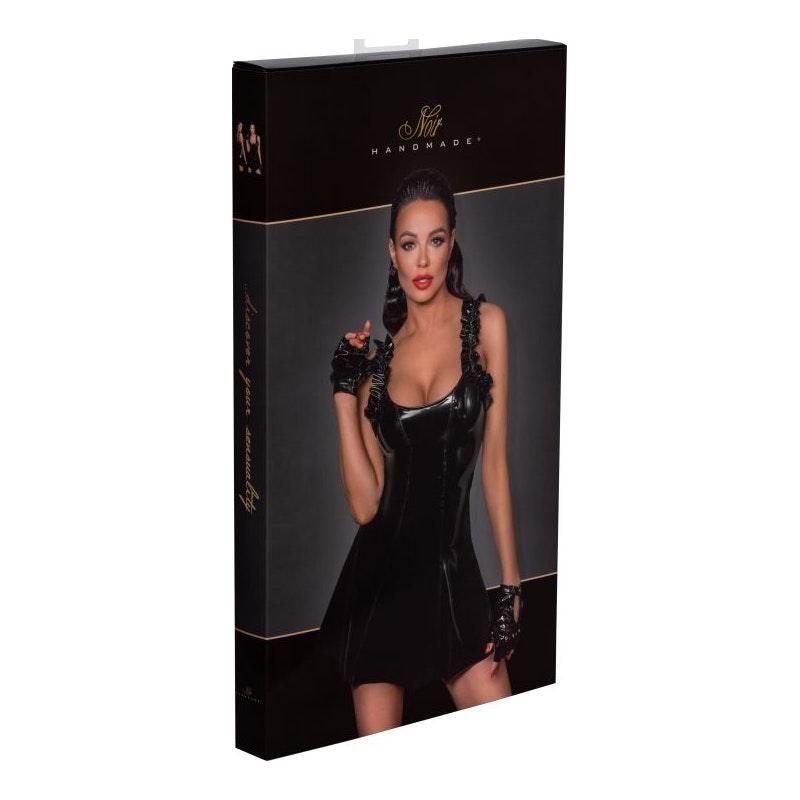 Short PVC dress w Frilled Shoulder Straps - Lingerie