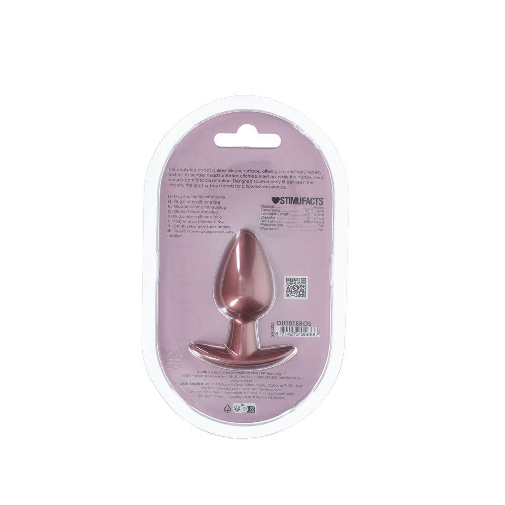 Shots Toys Ouch! Medium Anal Plug – Rose Gold Silicone Butt Plug - ANAL TOYS